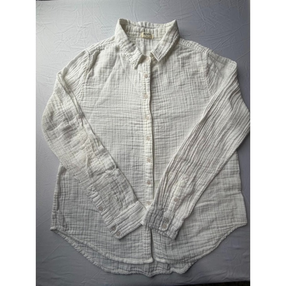 Women's classic white waffle cotton blouse by Dylan - Size small
